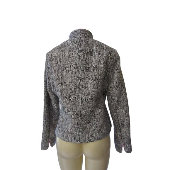 New w Tags, Sillkland Zip Up Silk Jacket Black/White Leopard Print in Sz PL - Picture 4 of 8